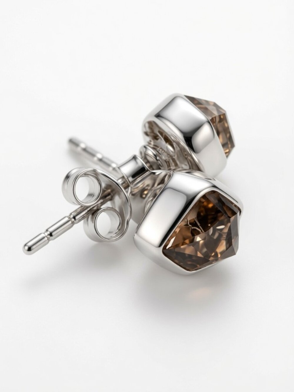 Classic Vintage Solid Sterling Silver Herkimer Earring studs